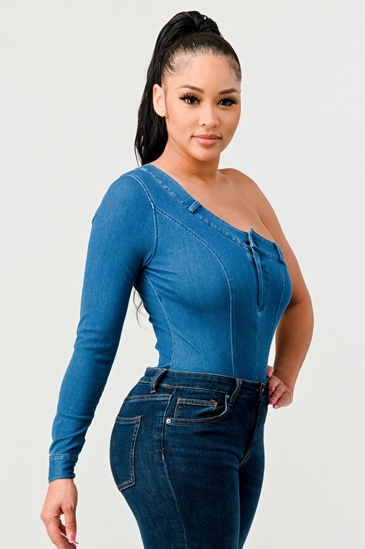 SHOW OUT DENIM BODYSUIT