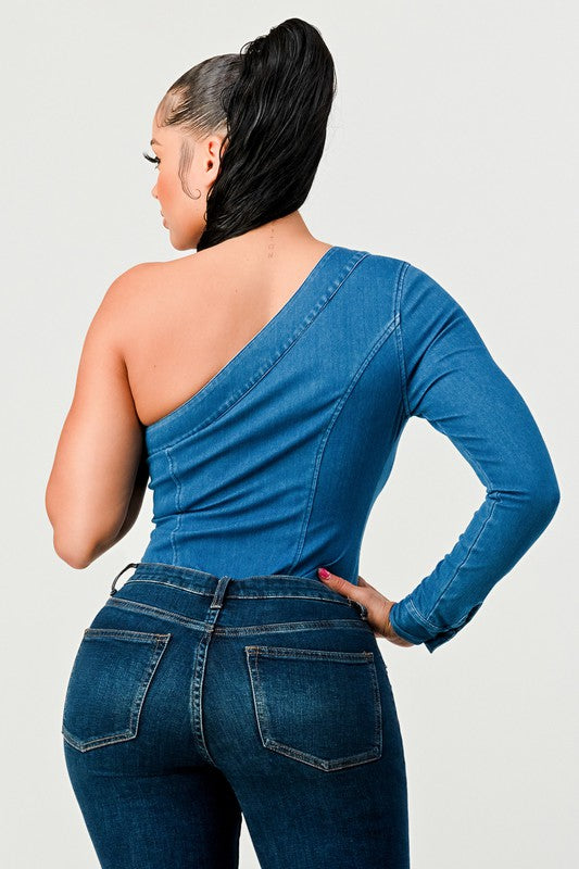 SHOW OUT DENIM BODYSUIT