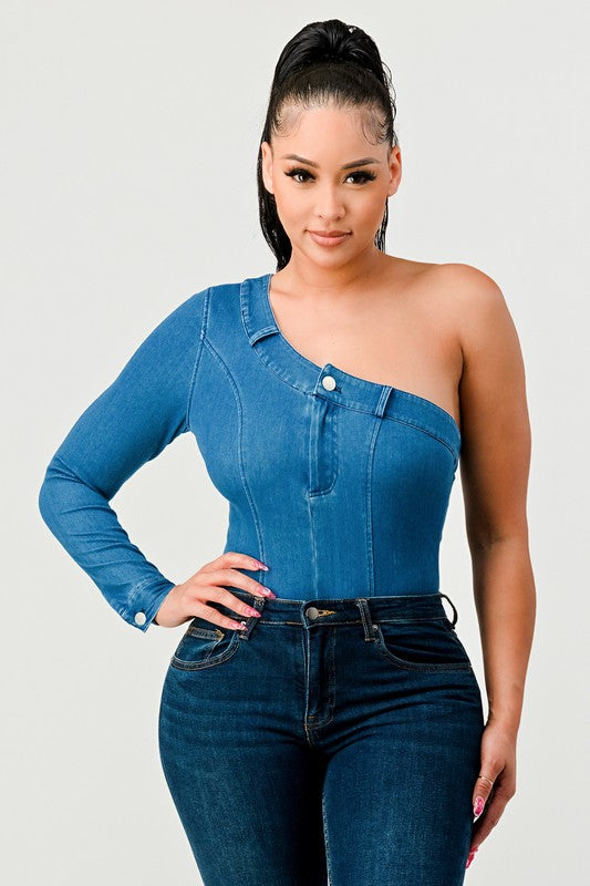 SHOW OUT DENIM BODYSUIT