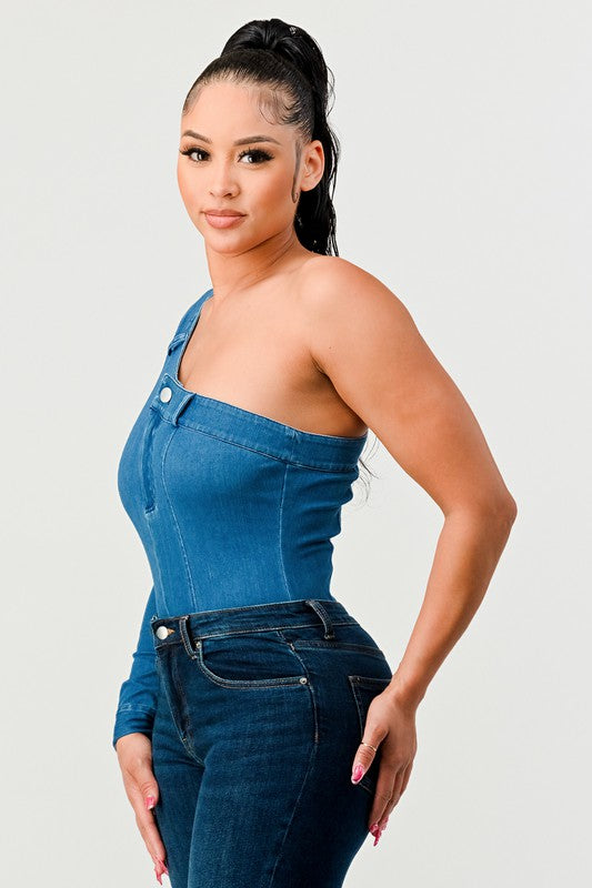 SHOW OUT DENIM BODYSUIT