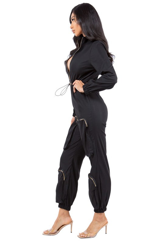BLACK’D OUT CARGO JUMPSUIT