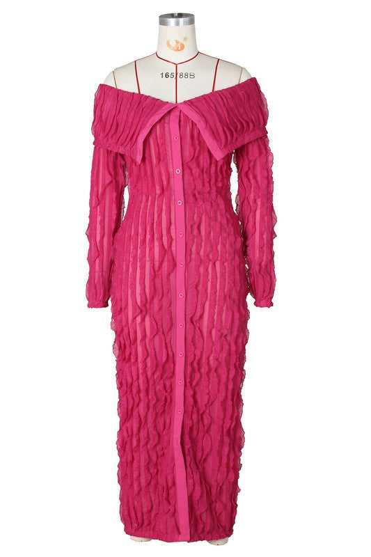 YOU GOT IT 2 RUFFLE MAXI DRESS