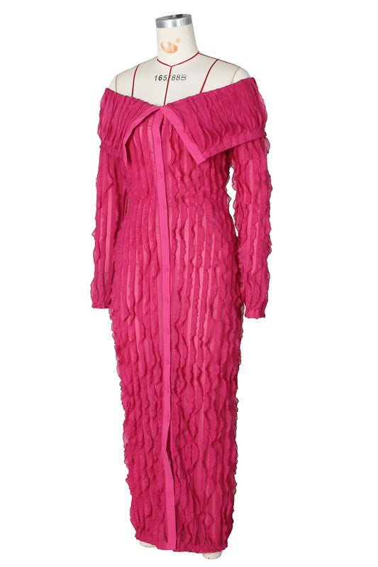 YOU GOT IT 2 RUFFLE MAXI DRESS