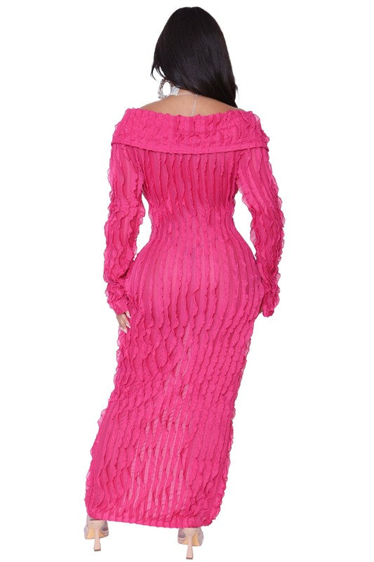 YOU GOT IT 2 RUFFLE MAXI DRESS