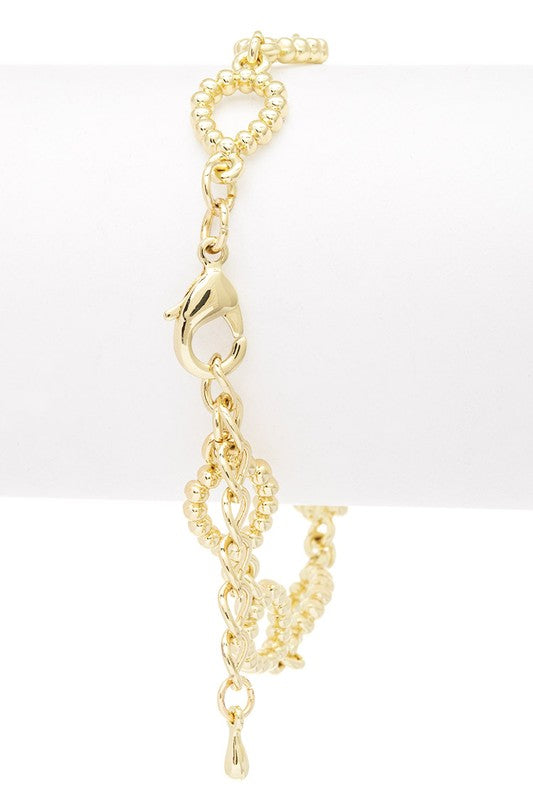 Texture Charm Link Stainless Steel Bracelet