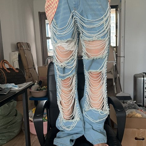 Bead Down Chain Jeans