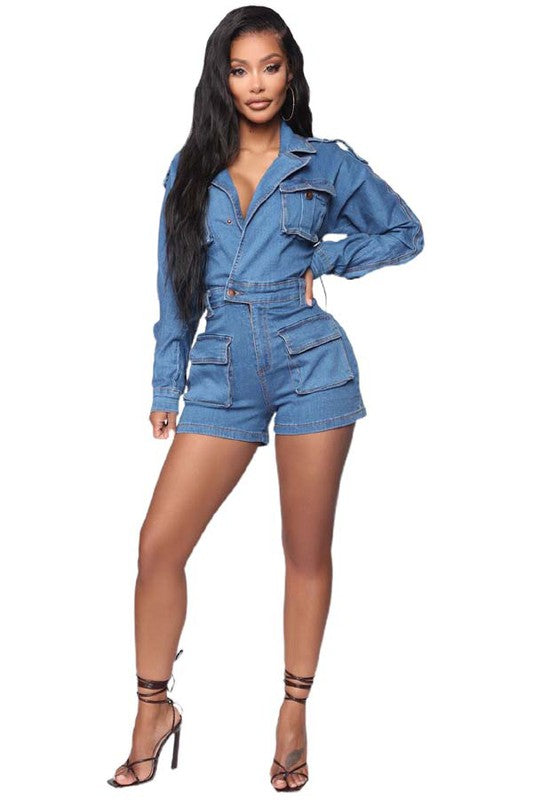 SHAKE IT DENIM ROMPER