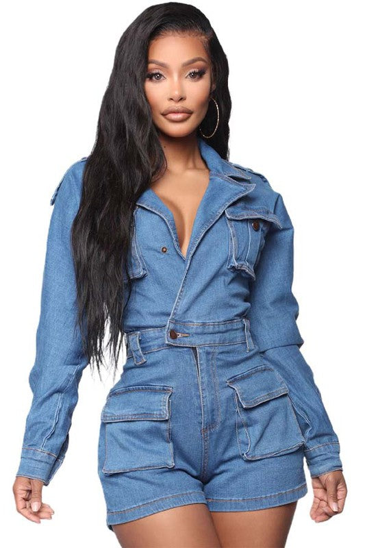 SHAKE IT DENIM ROMPER