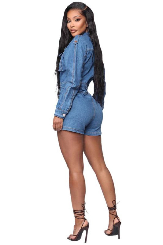 SHAKE IT DENIM ROMPER