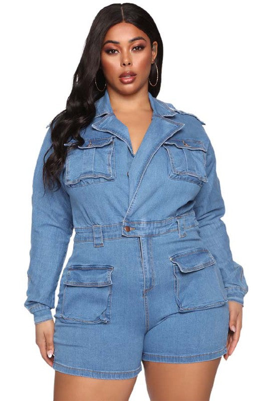 SHAKE IT DENIM ROMPER