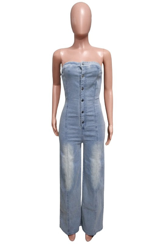 SHOW MY SHOULDER DENIM JUMPSUIT