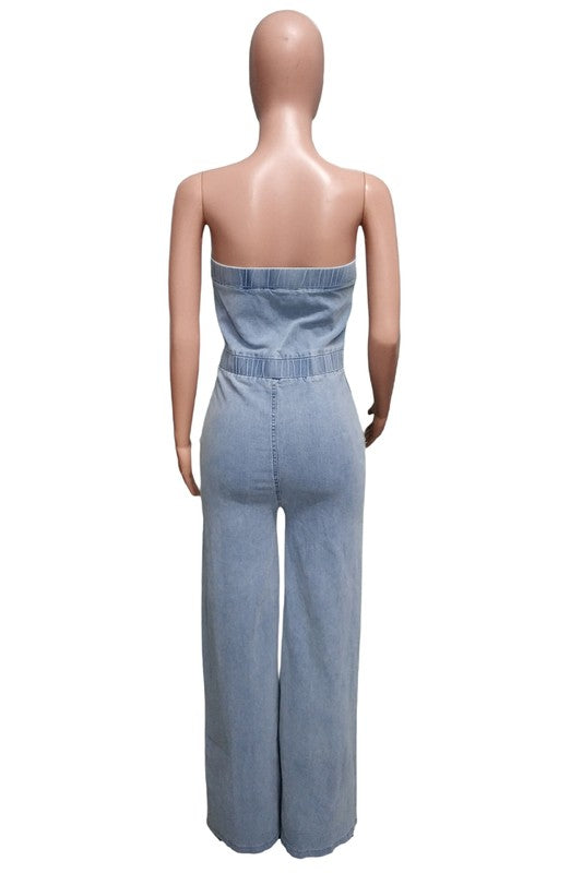 SHOW MY SHOULDER DENIM JUMPSUIT