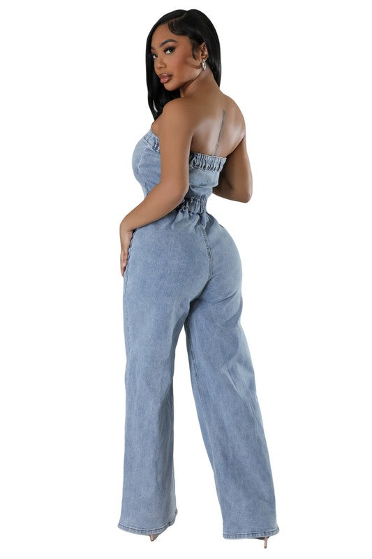 SHOW MY SHOULDER DENIM JUMPSUIT