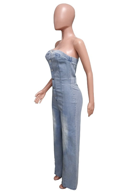 SHOW MY SHOULDER DENIM JUMPSUIT