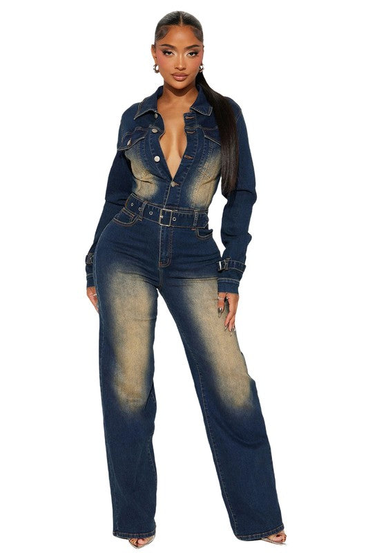 I’M FADED DENIM JUMPSUIT