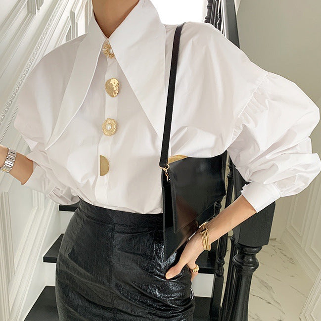 Long-Sleeved Lapel Shirt